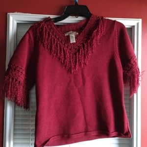 Is the 7th avenue size medium red short sleeve sweater with fringe